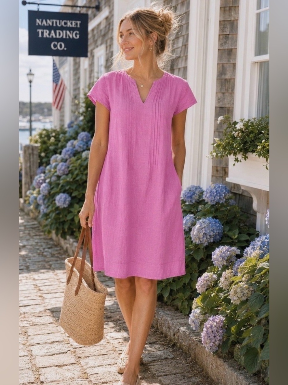 J. Jill Love Linen Shift Dress, Lilac, Women’s Size 2X, Pullover/Splitneck